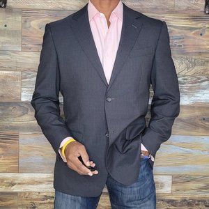 Chester & Peck Lanificio Wool Gray Striped Dual Vent Blazer Sport Jacket 40R